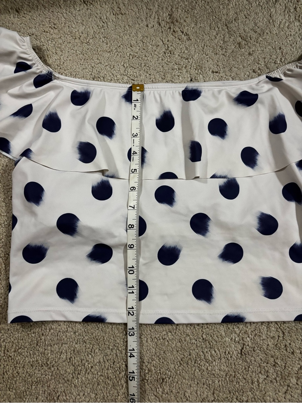 Kortni Jeane Cream Top with Indigo Polka Dots - Picture 7 of 8